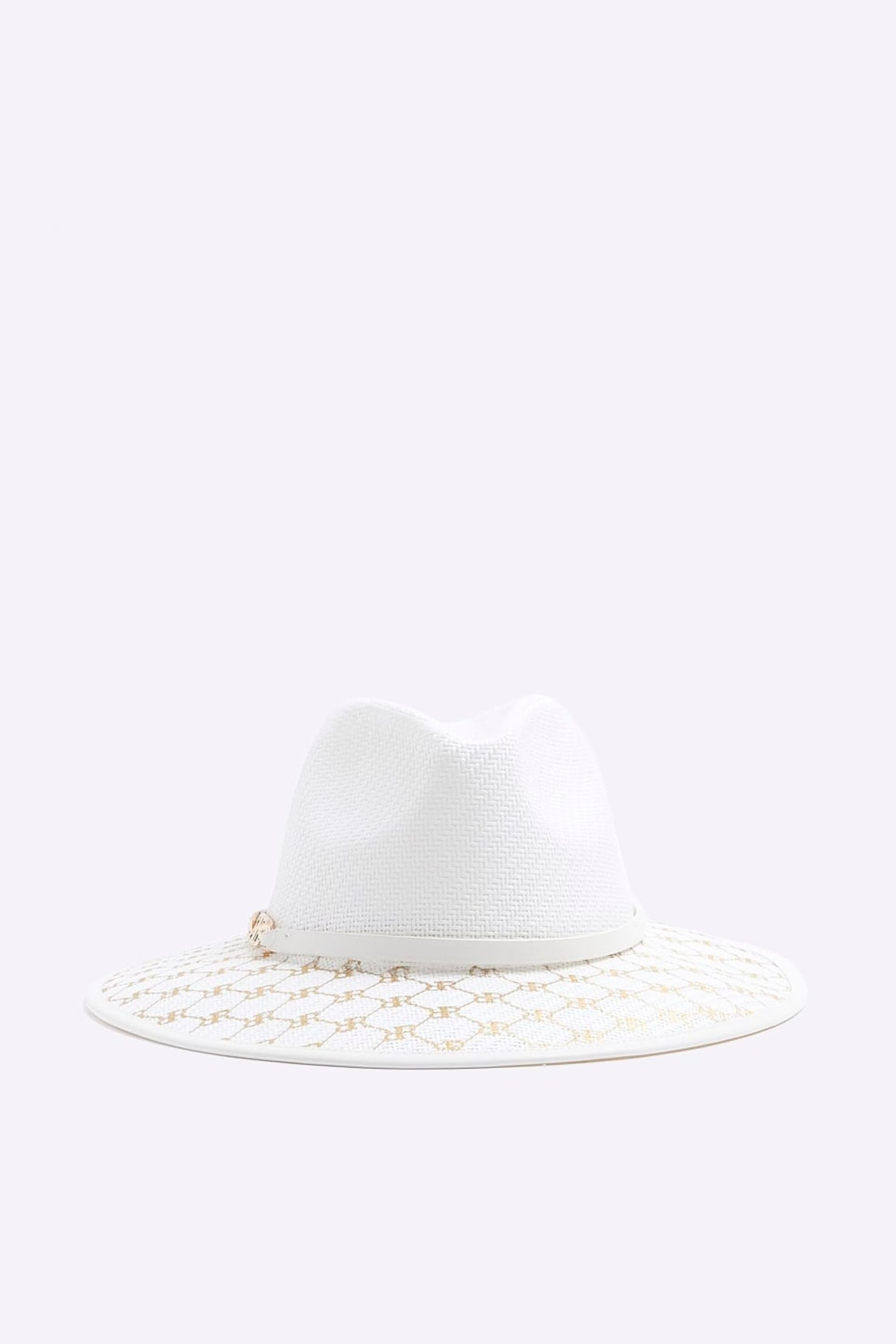 River Island White Metallic Monogram Fedora Hat - Image 2 of 5