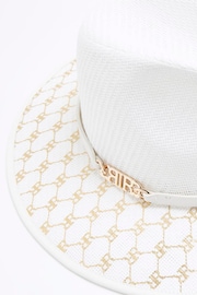 River Island White Metallic Monogram Fedora Hat - Image 3 of 5