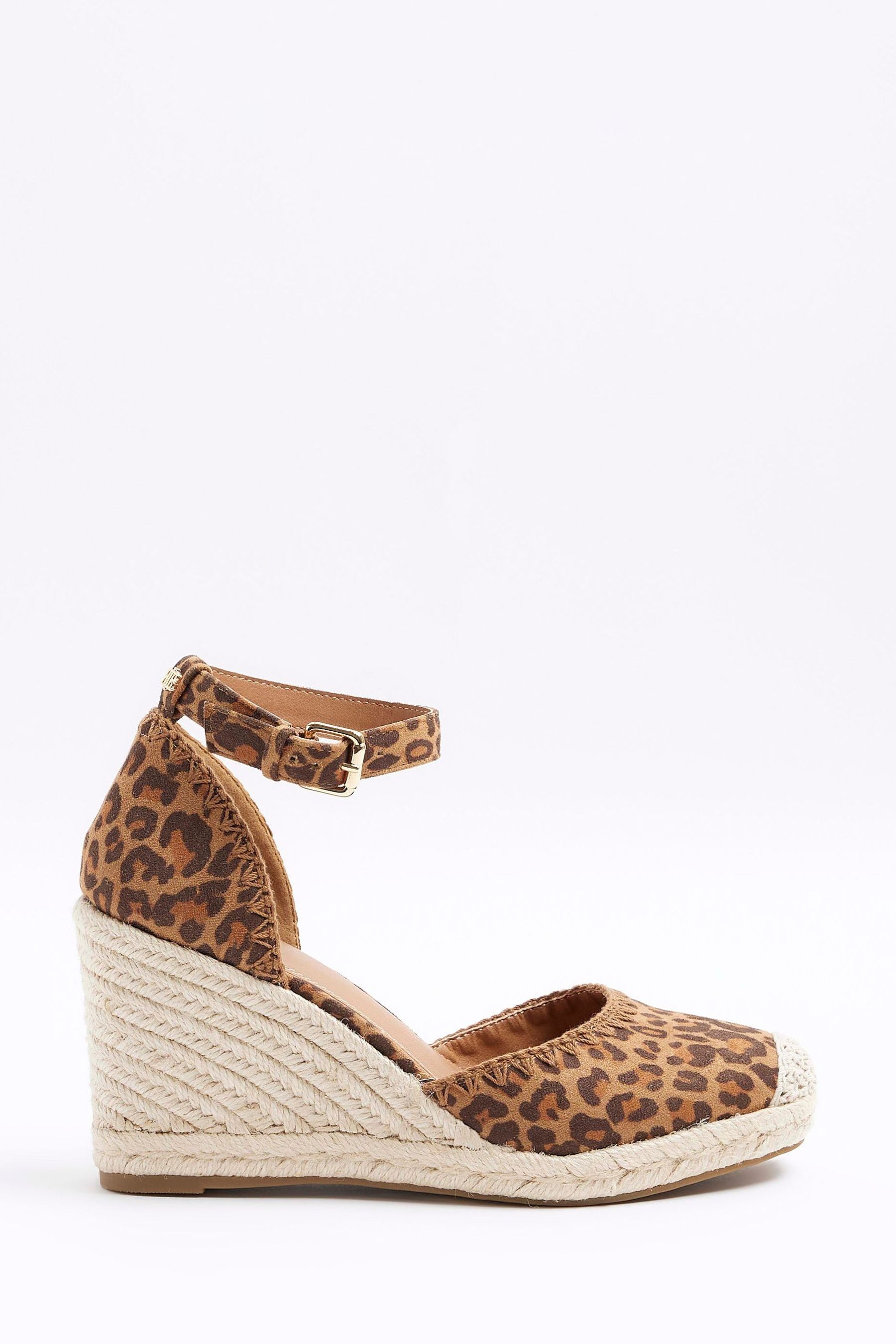 Buy River Island Brown Leopard Espadrille Wedge Sandals from Next Luxembourg