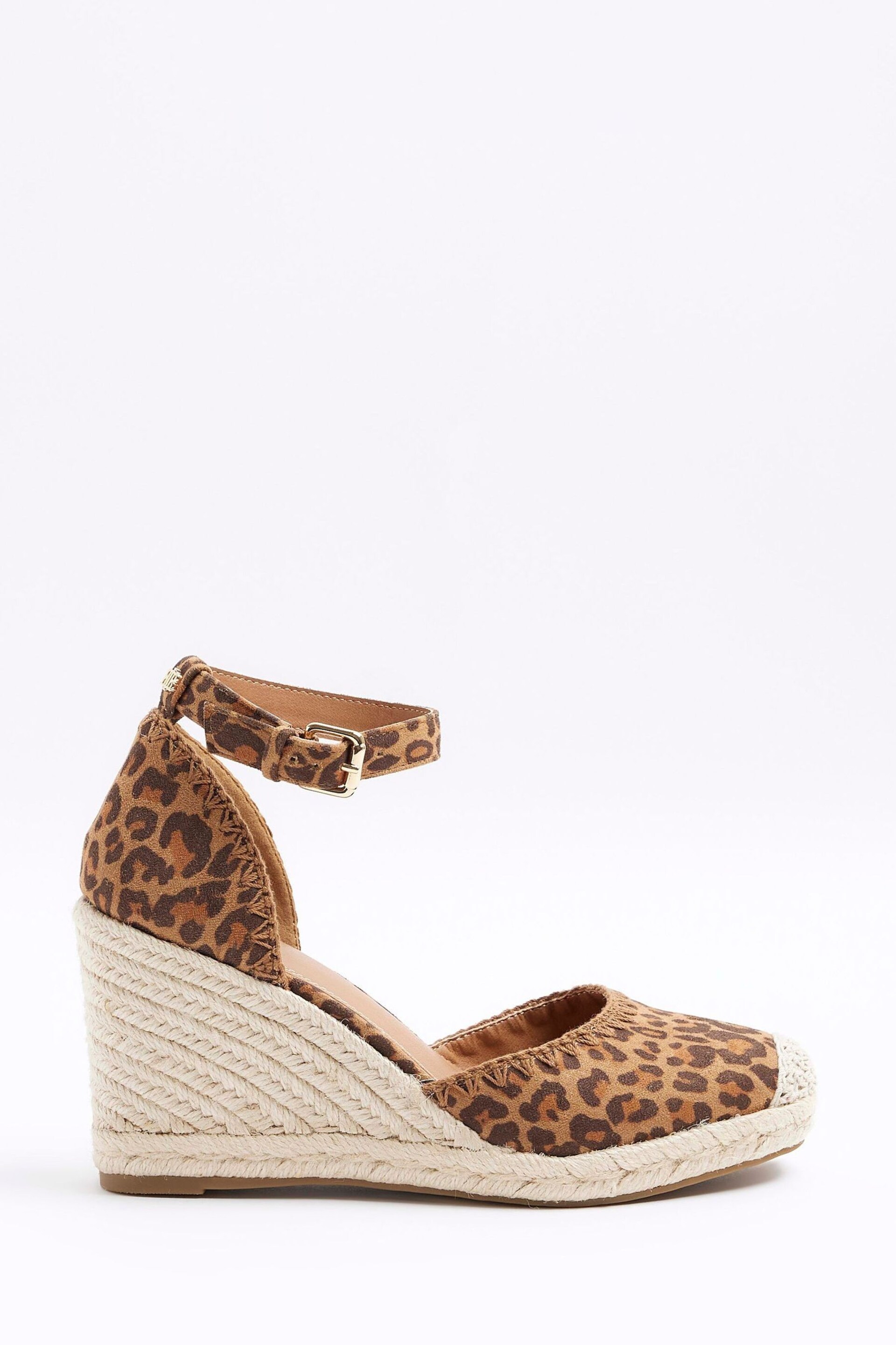 River Island Brown Leopard Espadrille Wedge Sandals - Image 2 of 5