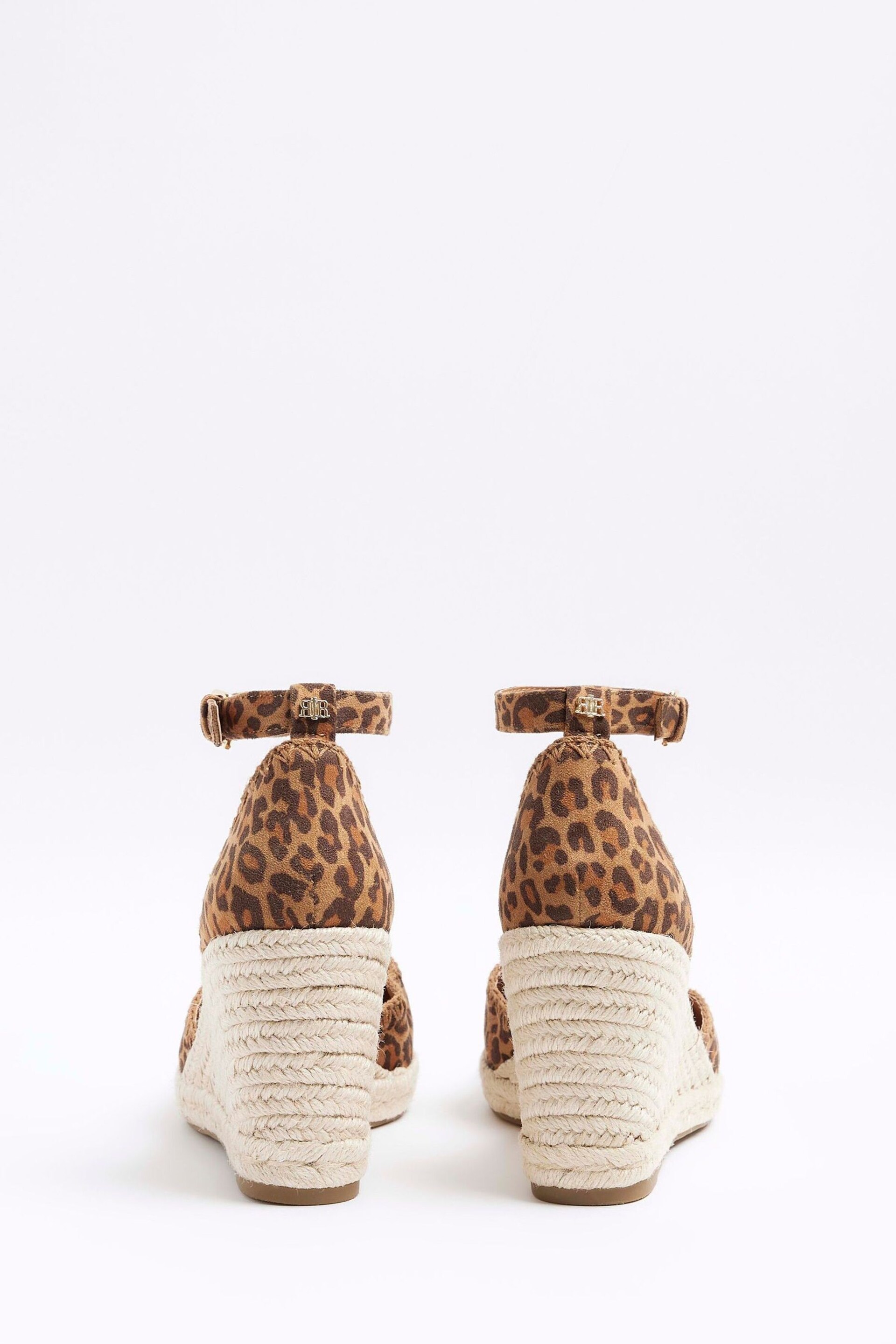 River Island Brown Leopard Espadrille Wedge Sandals - Image 4 of 5
