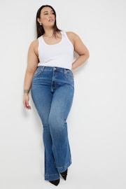 River Island Blue Curve High Rise Tummy Hold Flared Jeans - Image 3 of 5