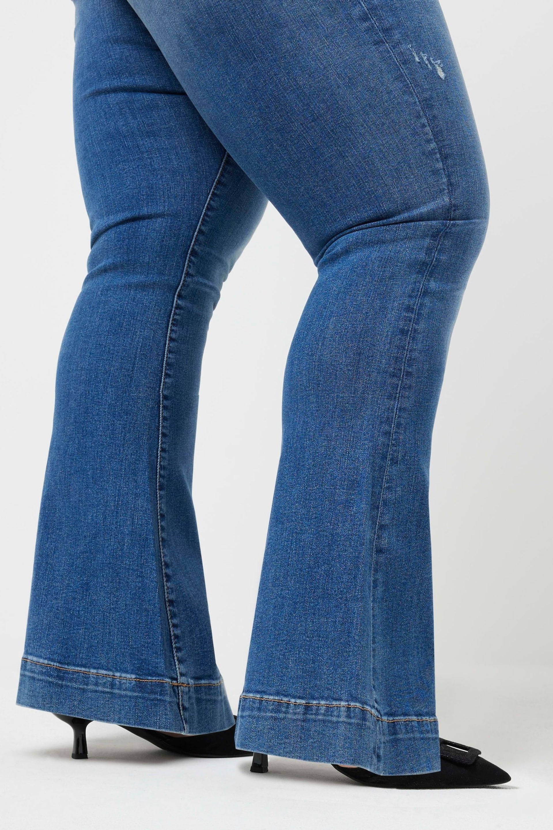 River Island Blue Curve High Rise Tummy Hold Flared Jeans - Image 4 of 5