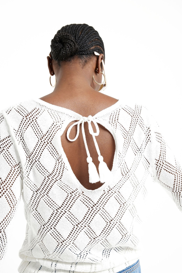 River Island White Crochet Tie Back Top - Image 2 of 5