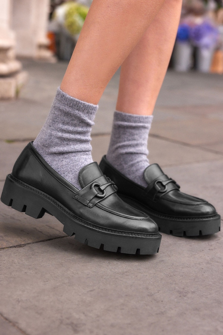 Black Forever Comfort® Leather Chunky Loafers - Image 1 of 10