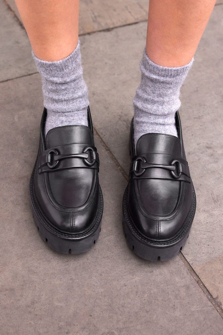 Black Forever Comfort® Leather Chunky Loafers - Image 2 of 10