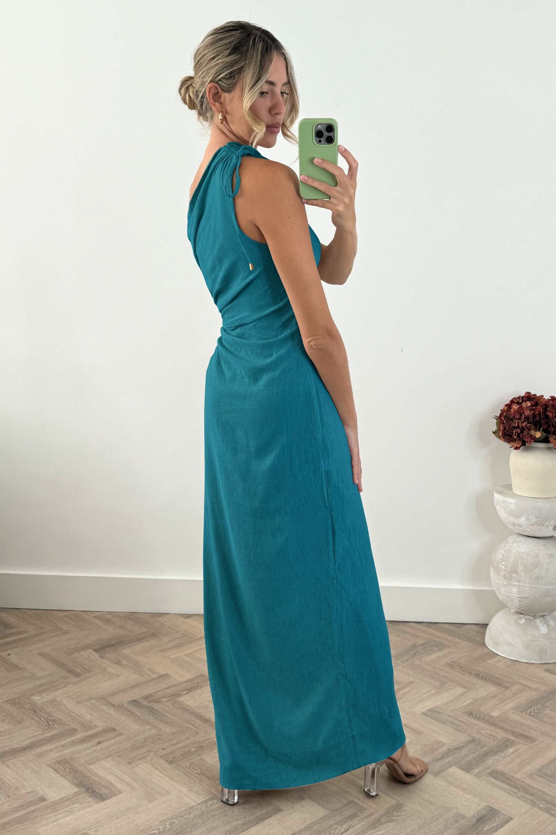 Style Cheat Blue Jovie One Shoulder Maxi Dress - Image 3 of 5