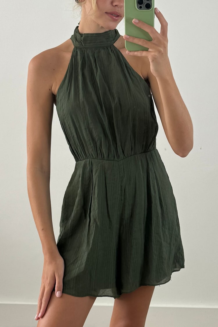 Style Cheat Green Nova High Neck Playsuit - Image 4 of 4