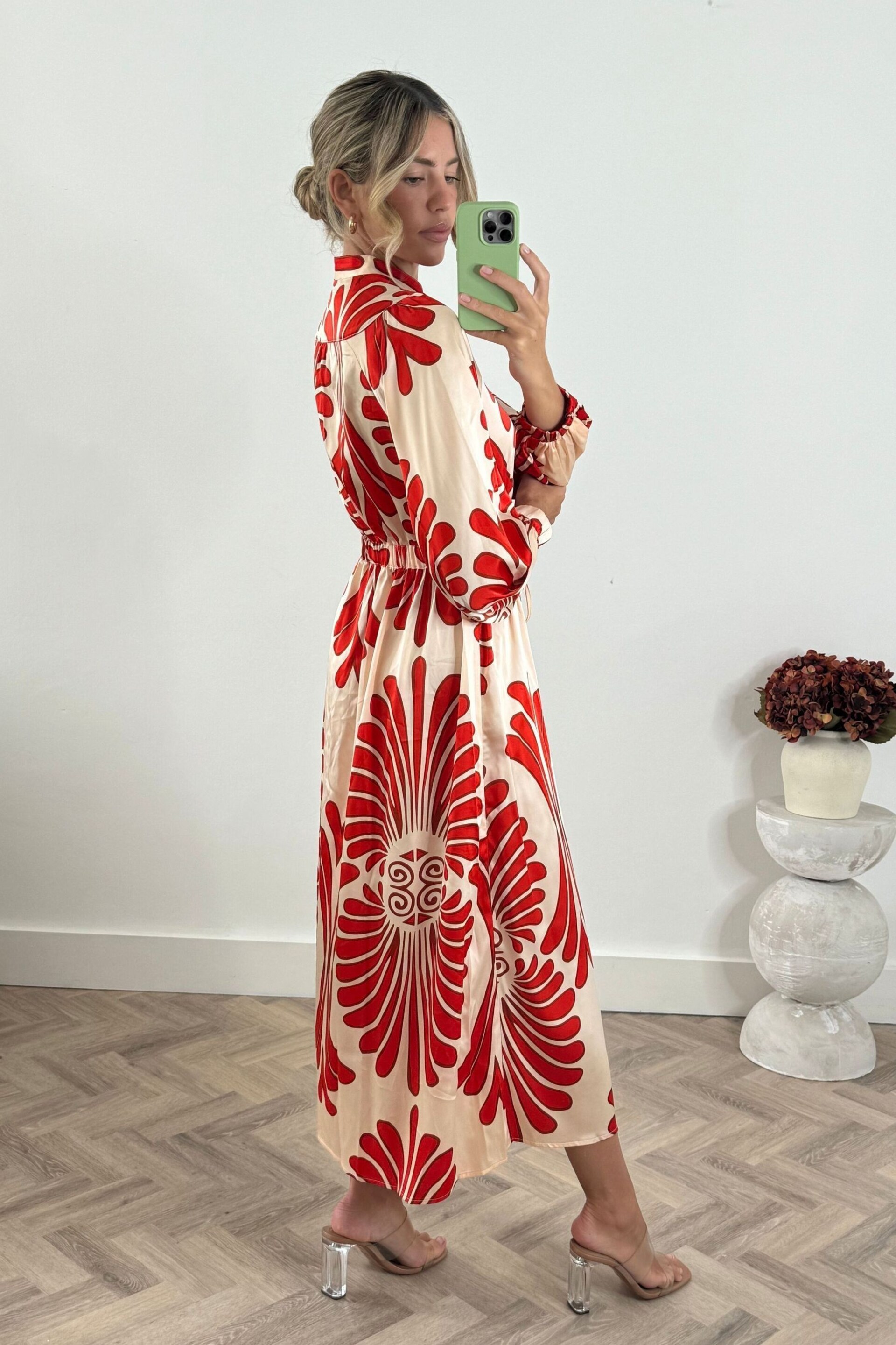 Style Cheat Cream Evelyn Puff Sleeve Shirt Maxi Dress - Image 2 of 4