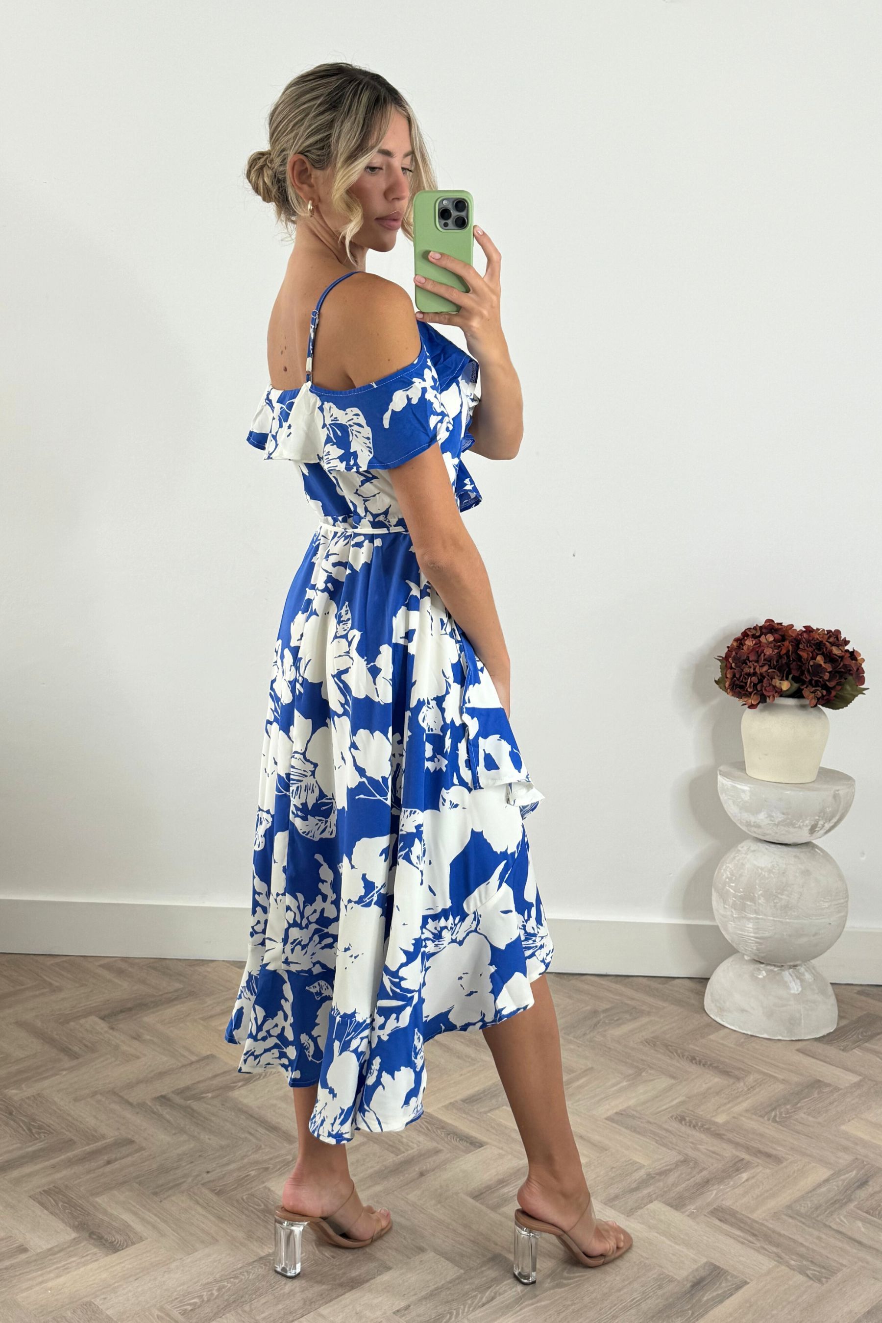 Buy Style Cheat Blue Harri Cold Shoulder Wrap Midi Dress from Next Luxembourg