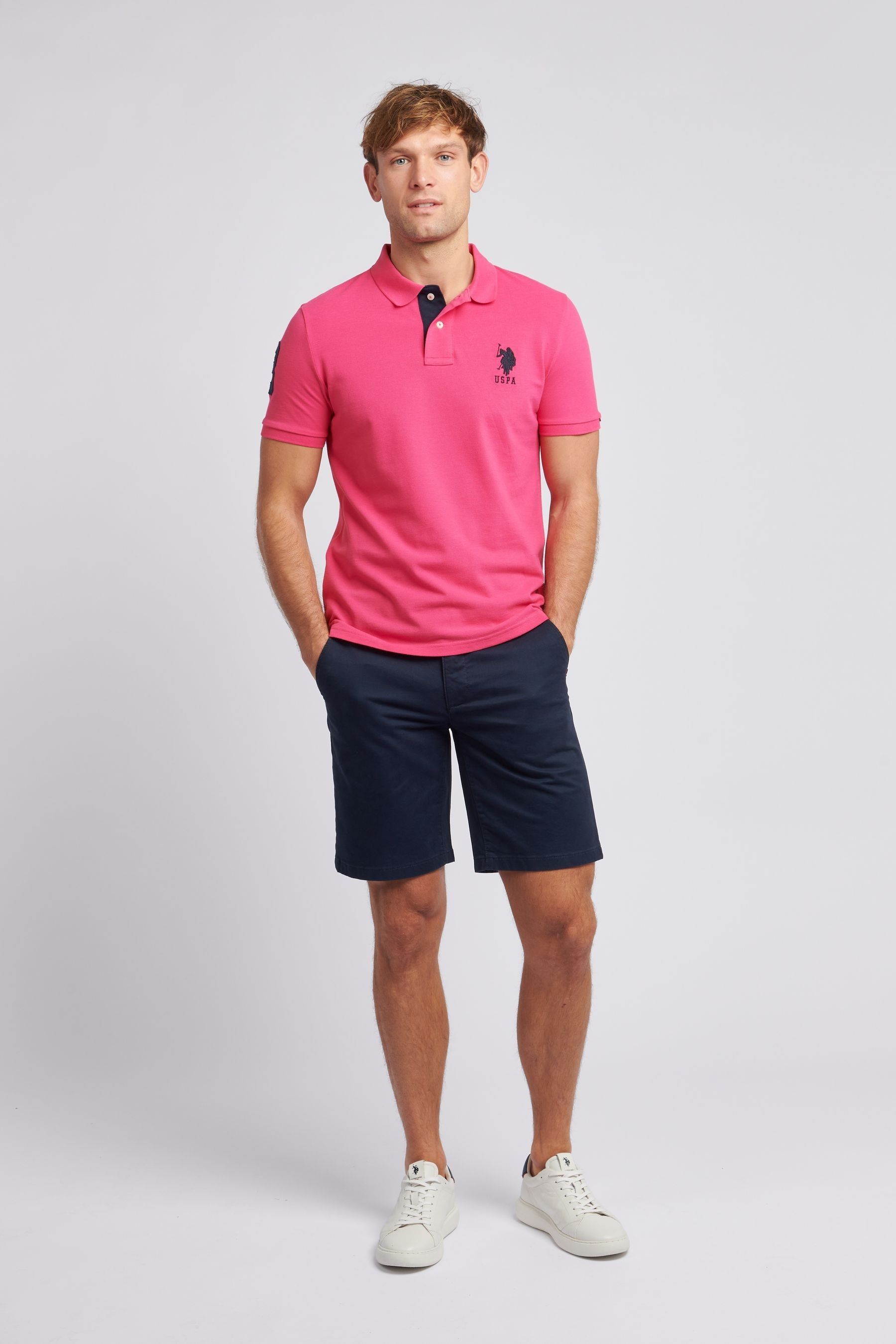 Mens pink polo shorts top