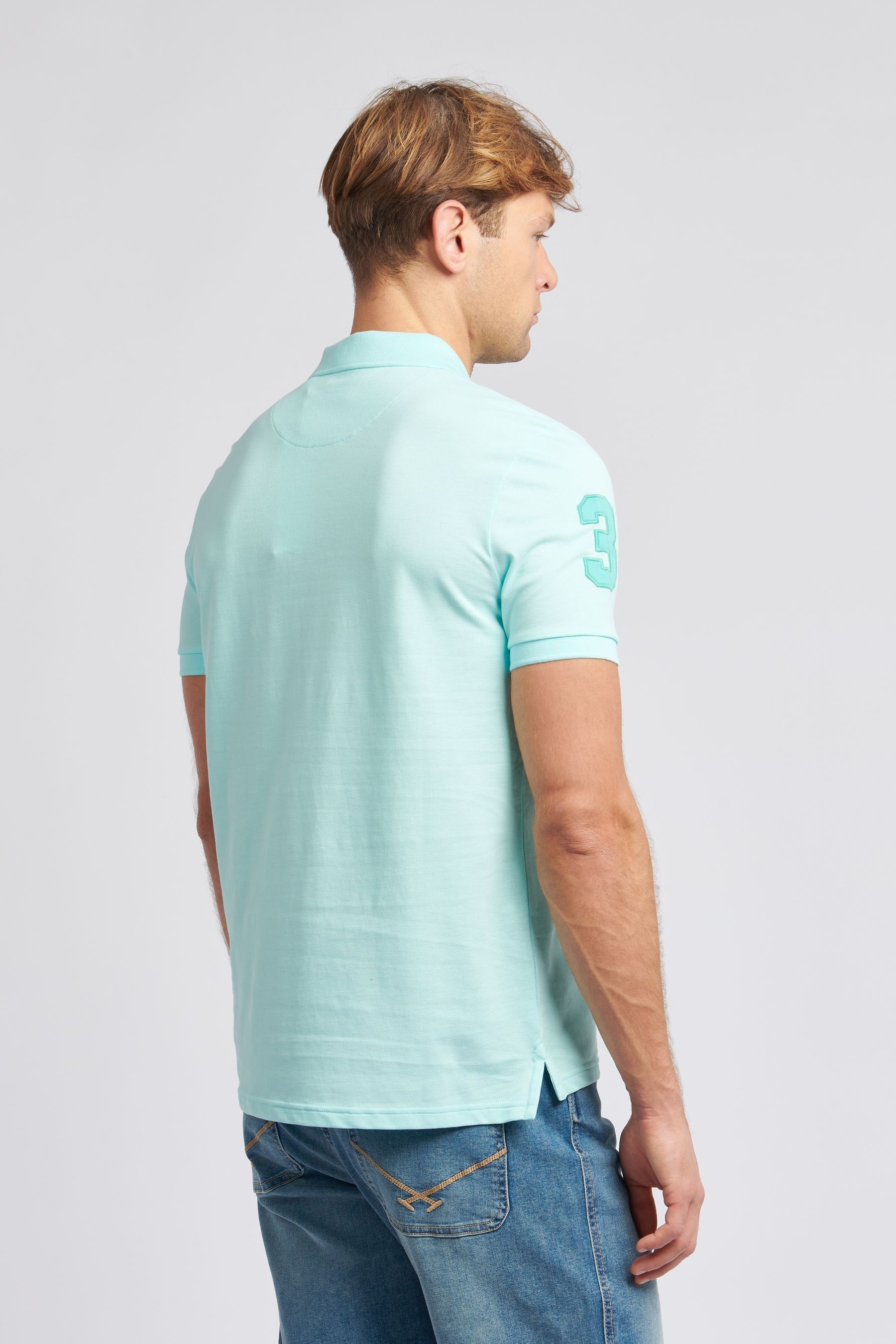 Buy U.S. Polo Assn. Blue Regular Fit Mens Player 3 Pique 100 Cotton Polo Shirt from Next USA