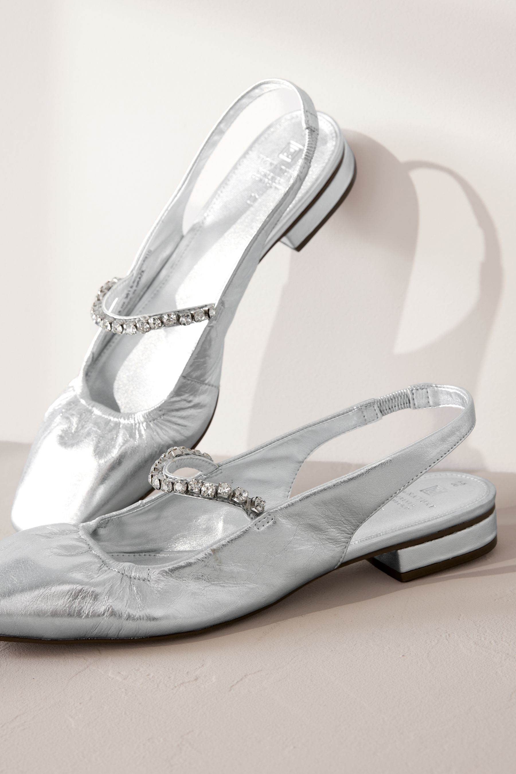Buy Silver Signature Leather Square Toe Sling Back Mary Janes Shoes from the Next UK online shop