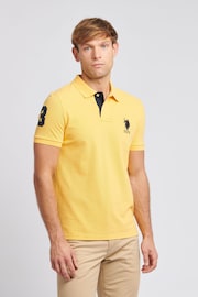 U.S. Polo Assn. Yellow Regular Fit Mens Player 3 Pique Polo Shirt - Image 1 of 9