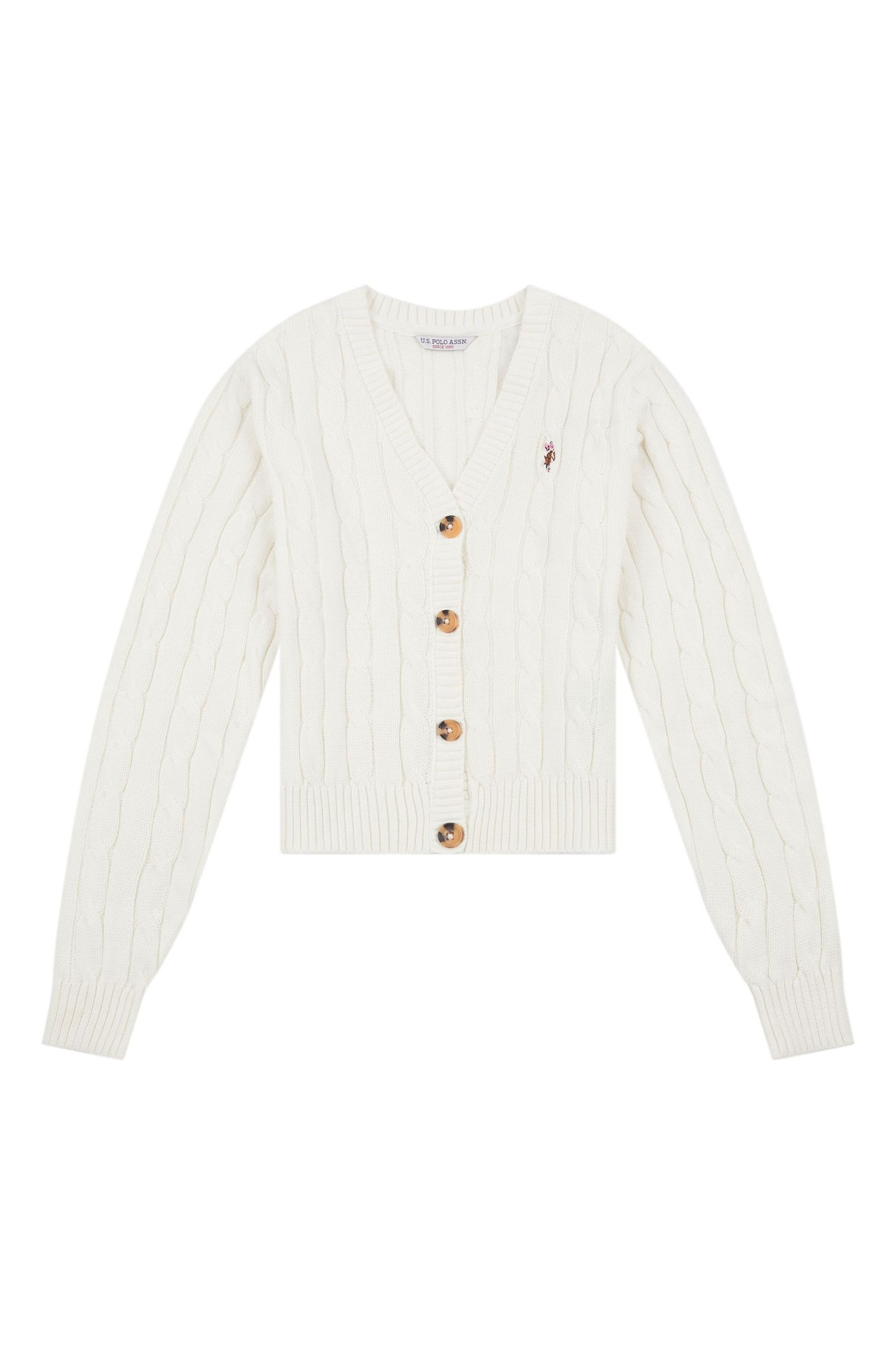 Buy U.S. Polo Assn. White Cable Knit Womens Cropped Cardigan from Next Canada