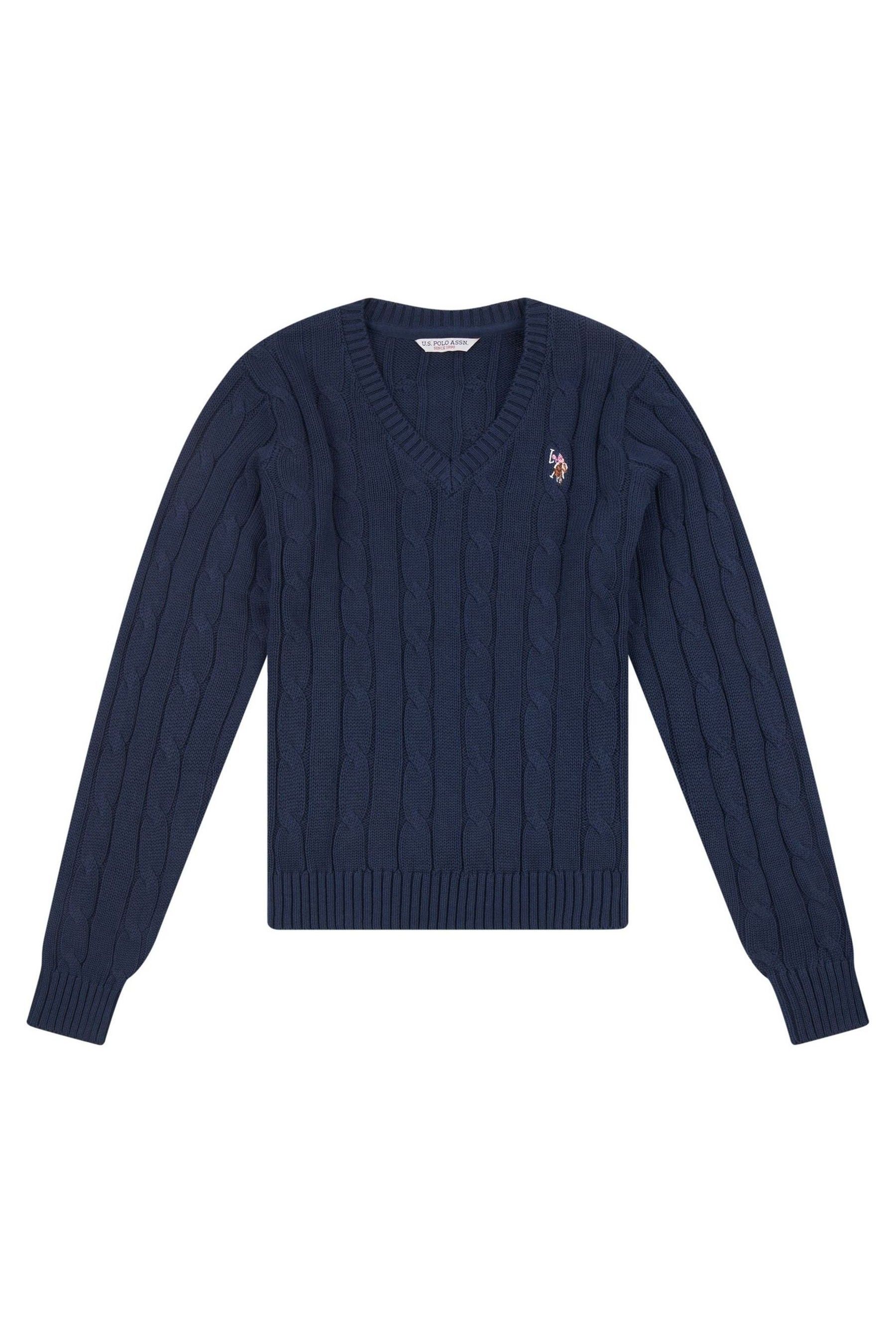 Buy U.S. Polo Assn. Navy Blue Womens Crew Neck Cable Knit Pink Jumper from Next United Arab Emirates