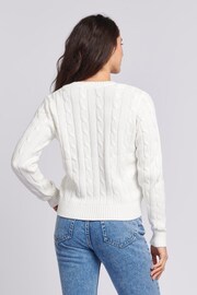 U.S. Polo Assn. Womens V-Neck Cable Knit White Jumper - Image 2 of 8