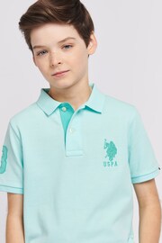 U.S. Polo Assn. Boys Blue Player 3 Pique Polo Shirt - Image 4 of 7