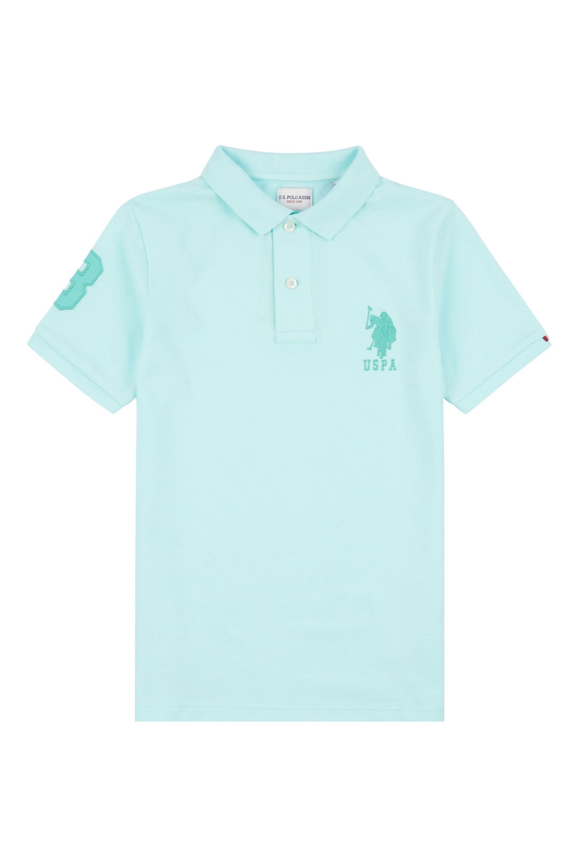 U.S. Polo Assn. Boys Blue Player 3 Pique Polo Shirt - Image 5 of 7