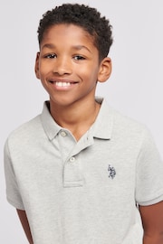 U.S. Polo Assn. Boys Blue Double Horsemen Pique Polo Shirt - Image 4 of 7