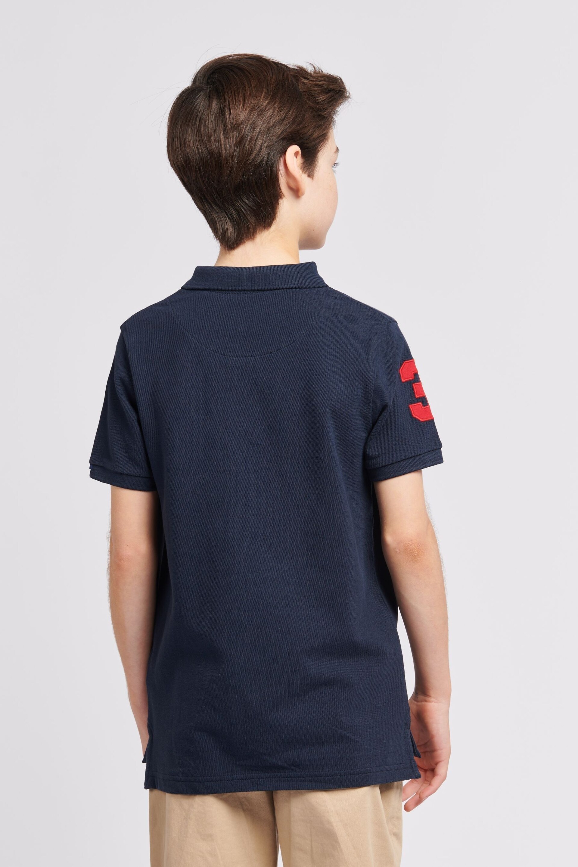 U.S. Polo Assn. Boys Blue Player 3 Pique Polo Shirt - Image 2 of 7