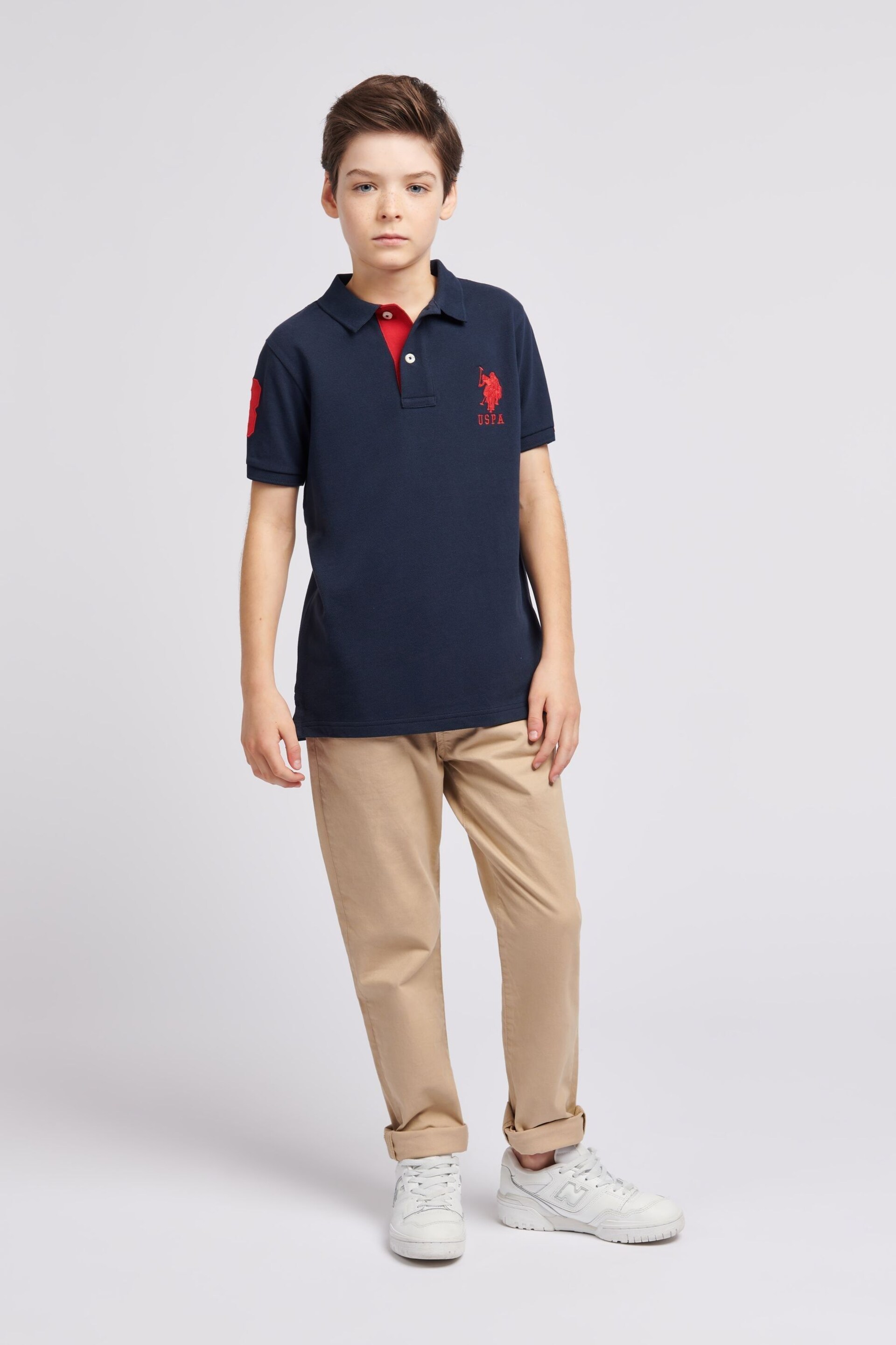 U.S. Polo Assn. Boys Blue Player 3 Pique Polo Shirt - Image 3 of 7