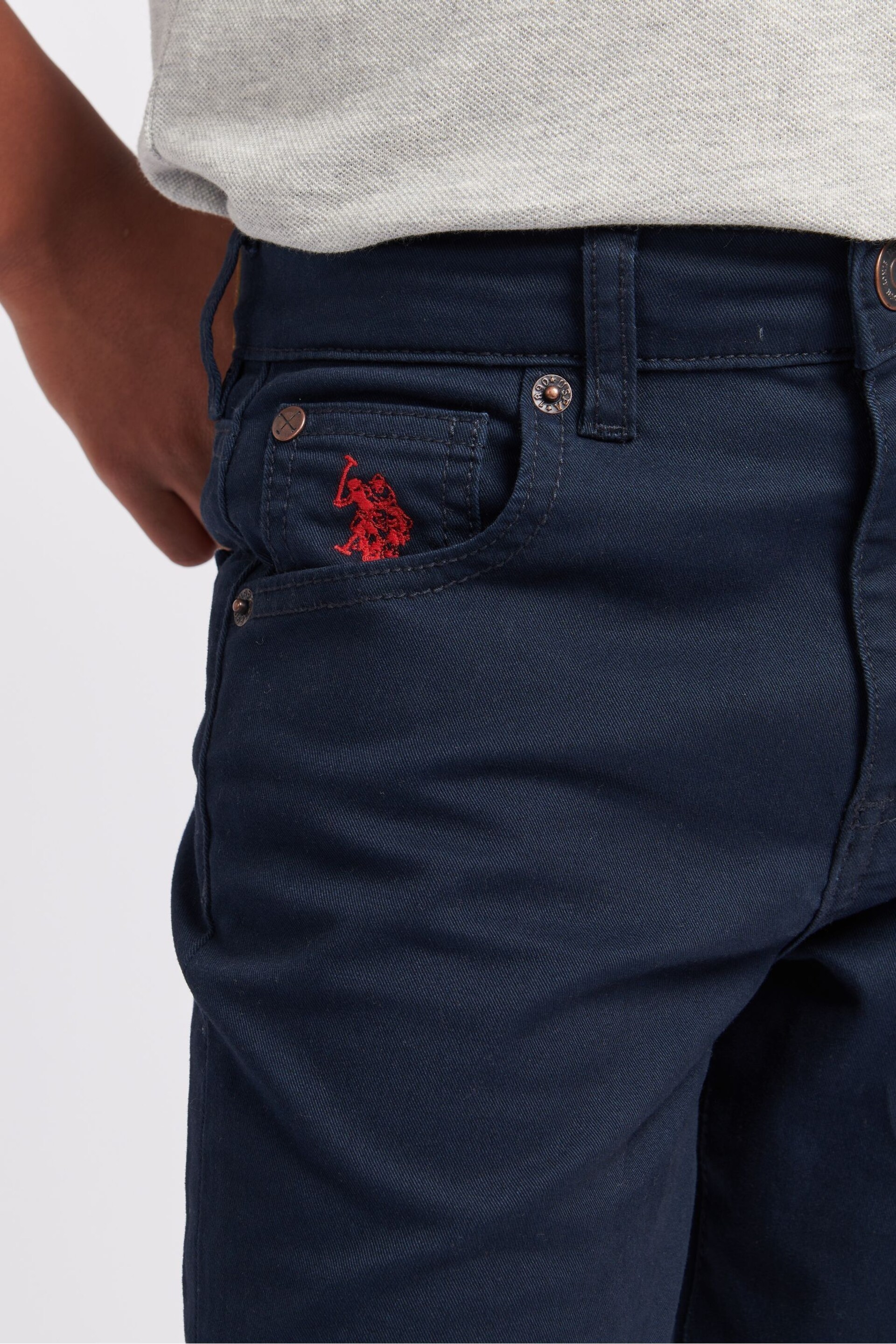 U.S. Polo Assn. Boys Core 5 Pocket Brown Trousers - Image 3 of 7