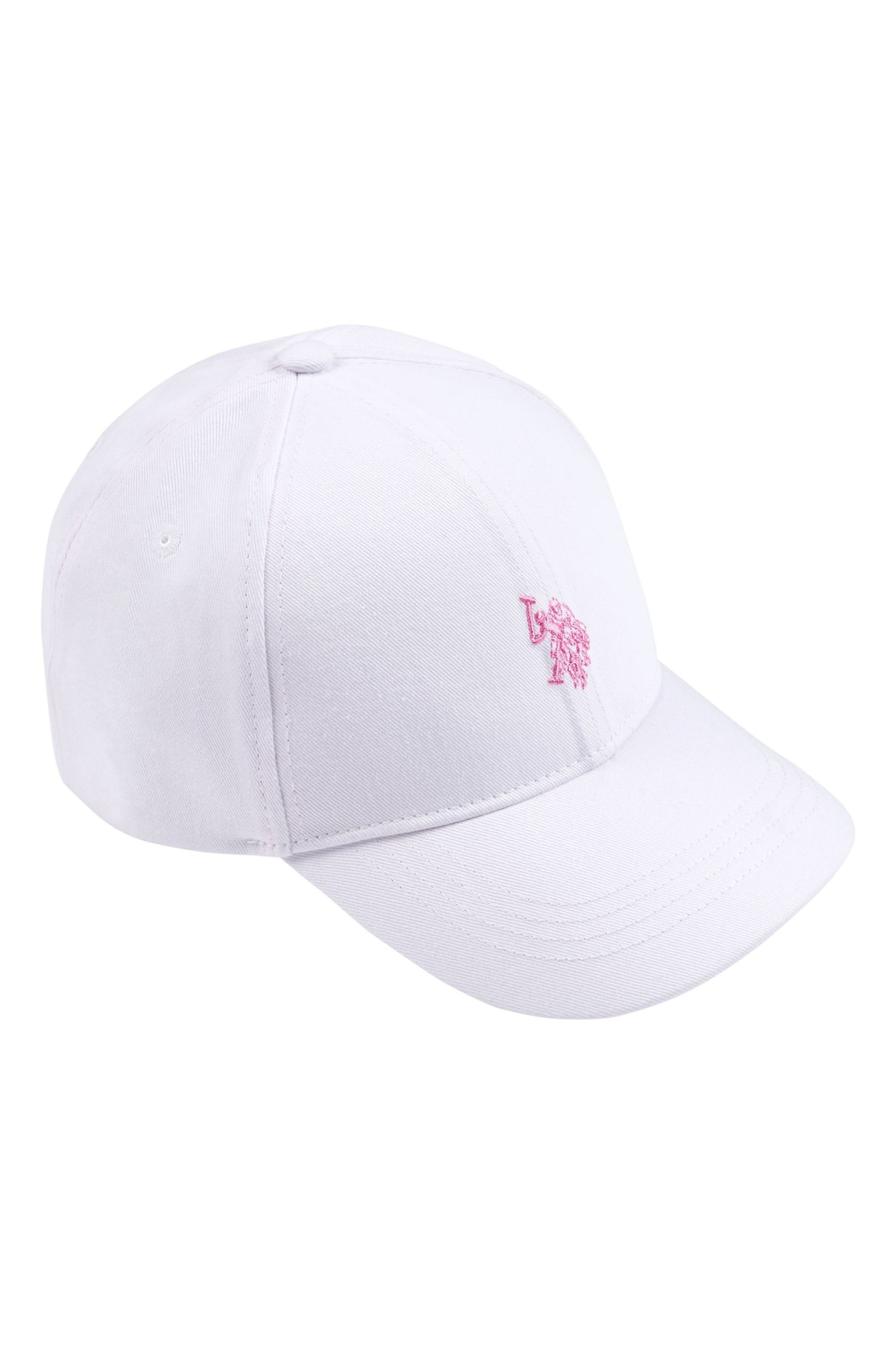 U.S. Polo Assn. Girls Double Horsemen White Canvas Cap - Image 1 of 2