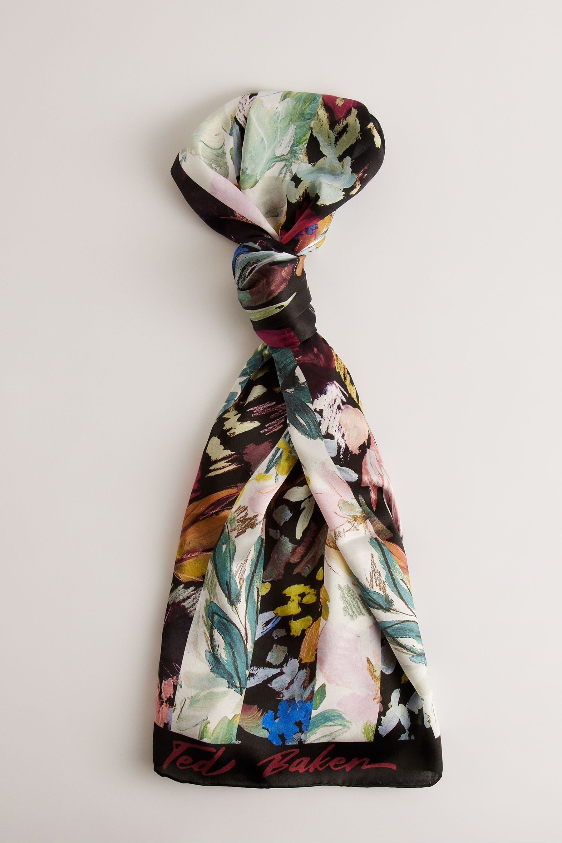 Buy Ted Baker Black Floral Printed Cattiaa Silk Scarf from Next Luxembourg