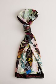 Ted Baker Black Floral Printed Cattiaa Silk Scarf - Image 1 of 2