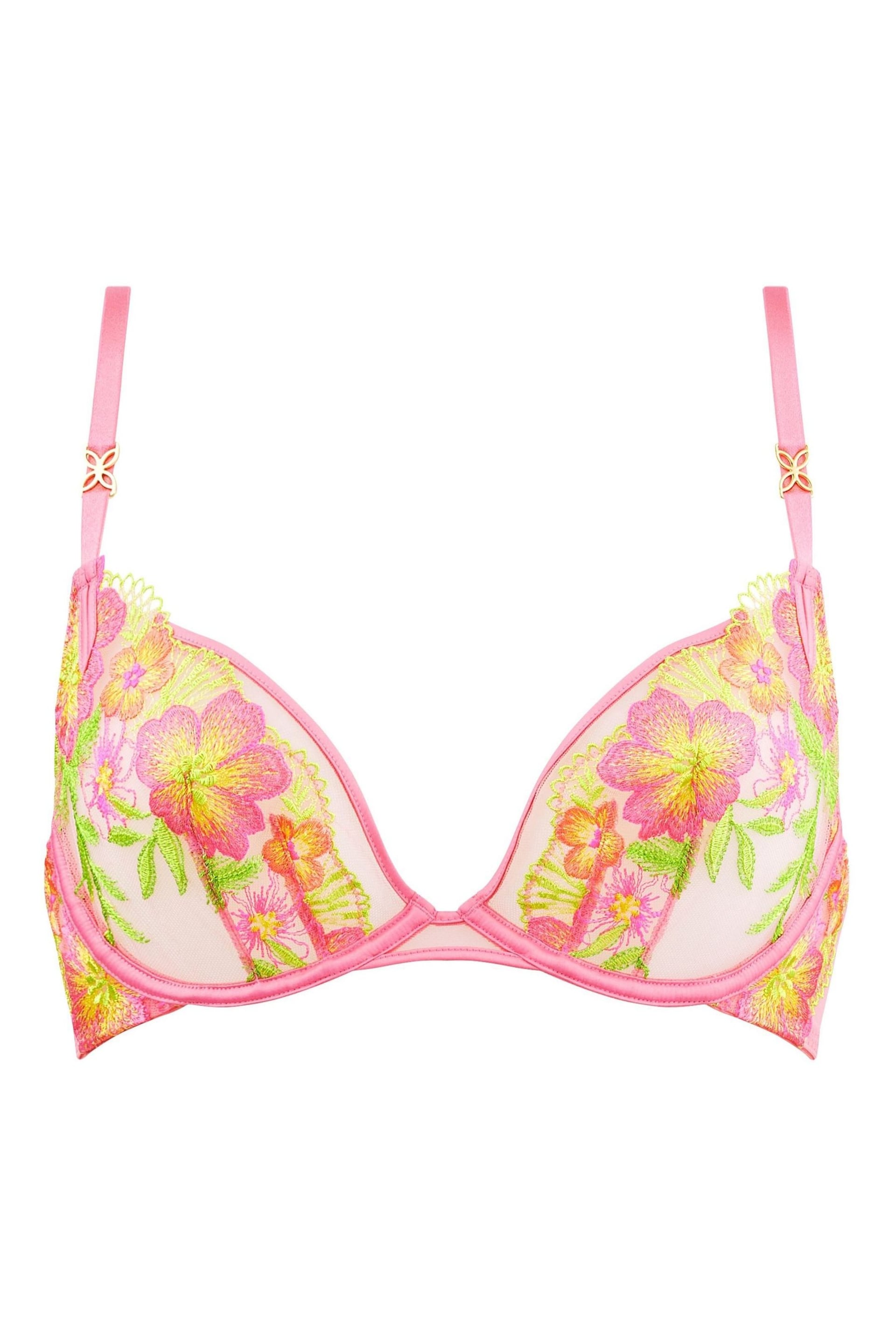 Ann Summers Pink Breeze Embroidered Non Pad Plunge Bra - Image 5 of 5