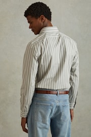 Reiss Sage/White Omar Cotton Striped Cutaway Collar Shirt - Image 5 of 6