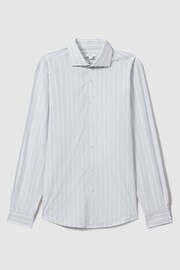 Reiss Blue/White Omar Cotton Striped Cutaway Collar Shirt - Image 2 of 6