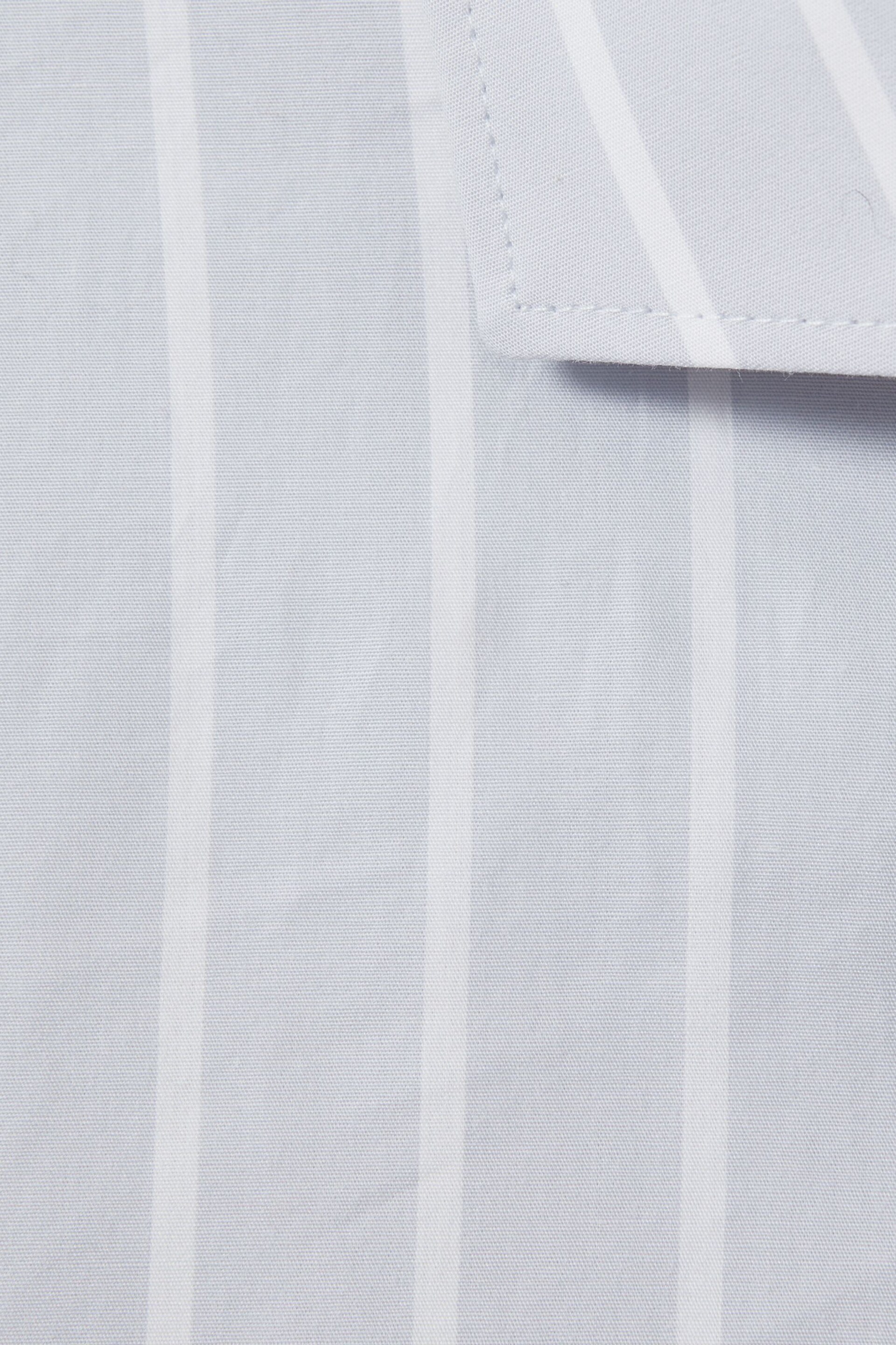 Reiss Blue/White Omar Cotton Striped Cutaway Collar Shirt - Image 6 of 6