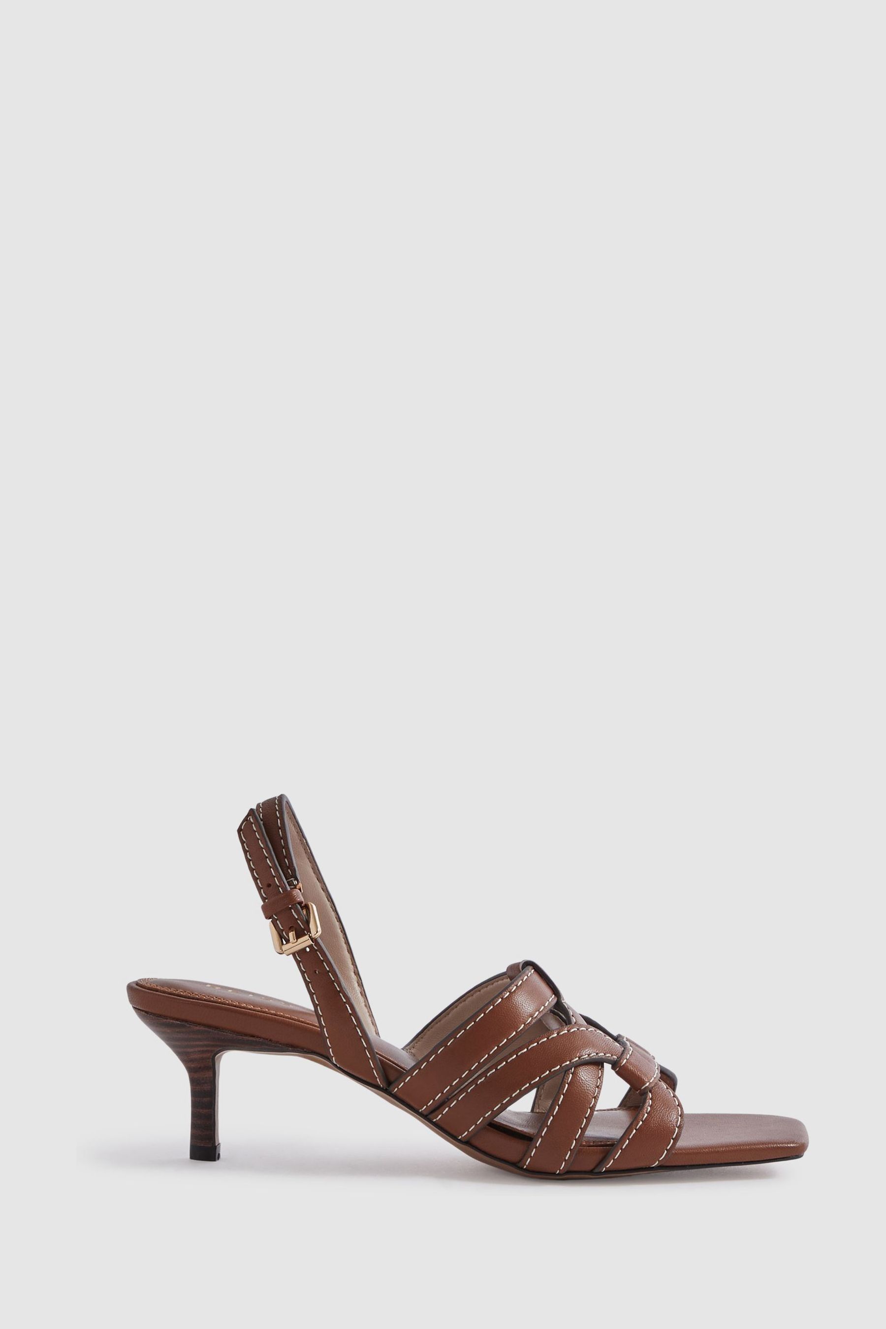Buy Reiss Tan Nina Leather Strappy Kitten Heels from Next Austria