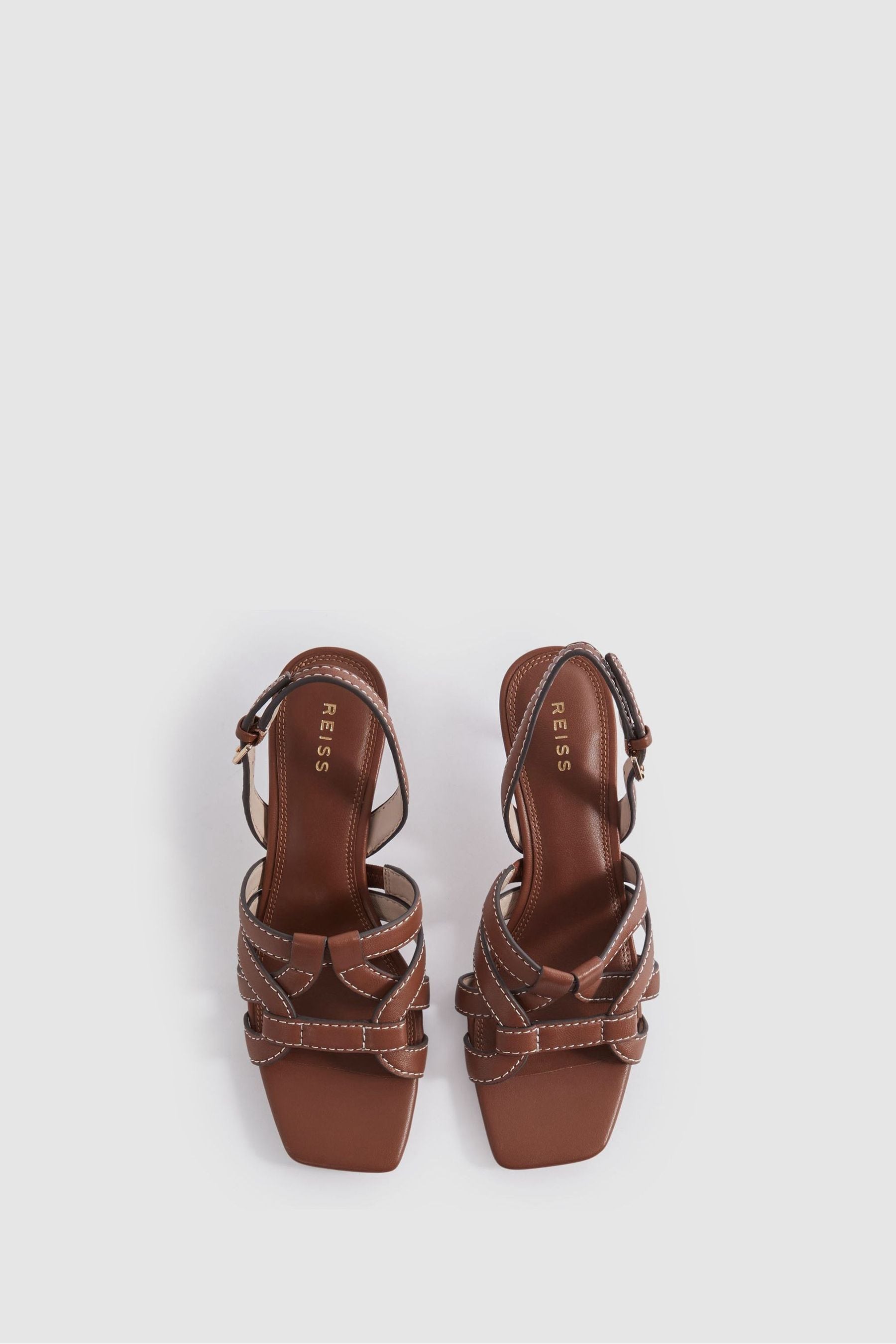 Buy Reiss Tan Nina Leather Strappy Kitten Heels from Next Belgium