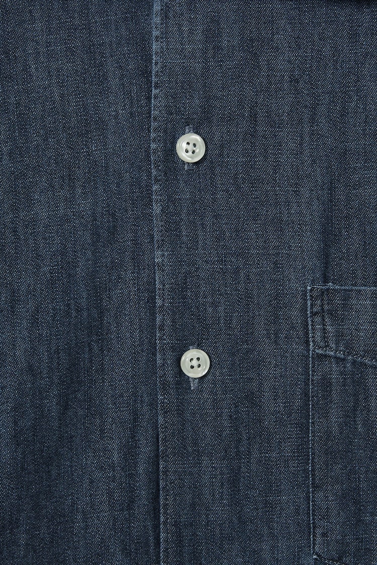 Oscar Jacobson Denim Cutaway Collar Shirt - Image 5 of 5