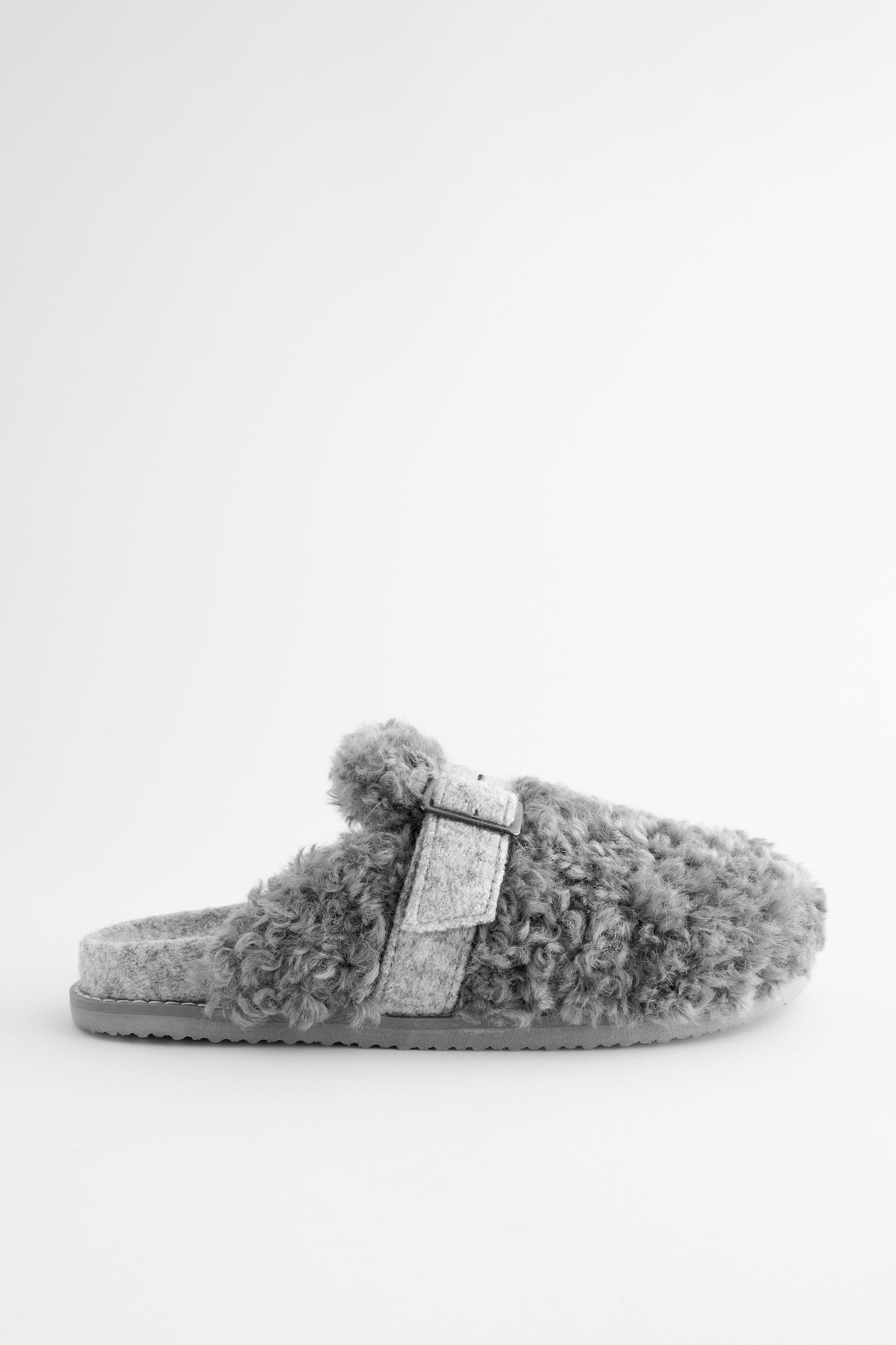Buy Grey Borg Buckle Mule Slippers from the Next UK online shop