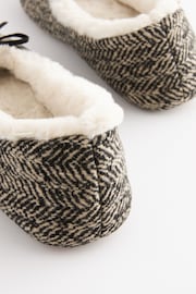 Black/White Zebra Print Faux Fur Lined Ballet Slippers - Image 7 of 8