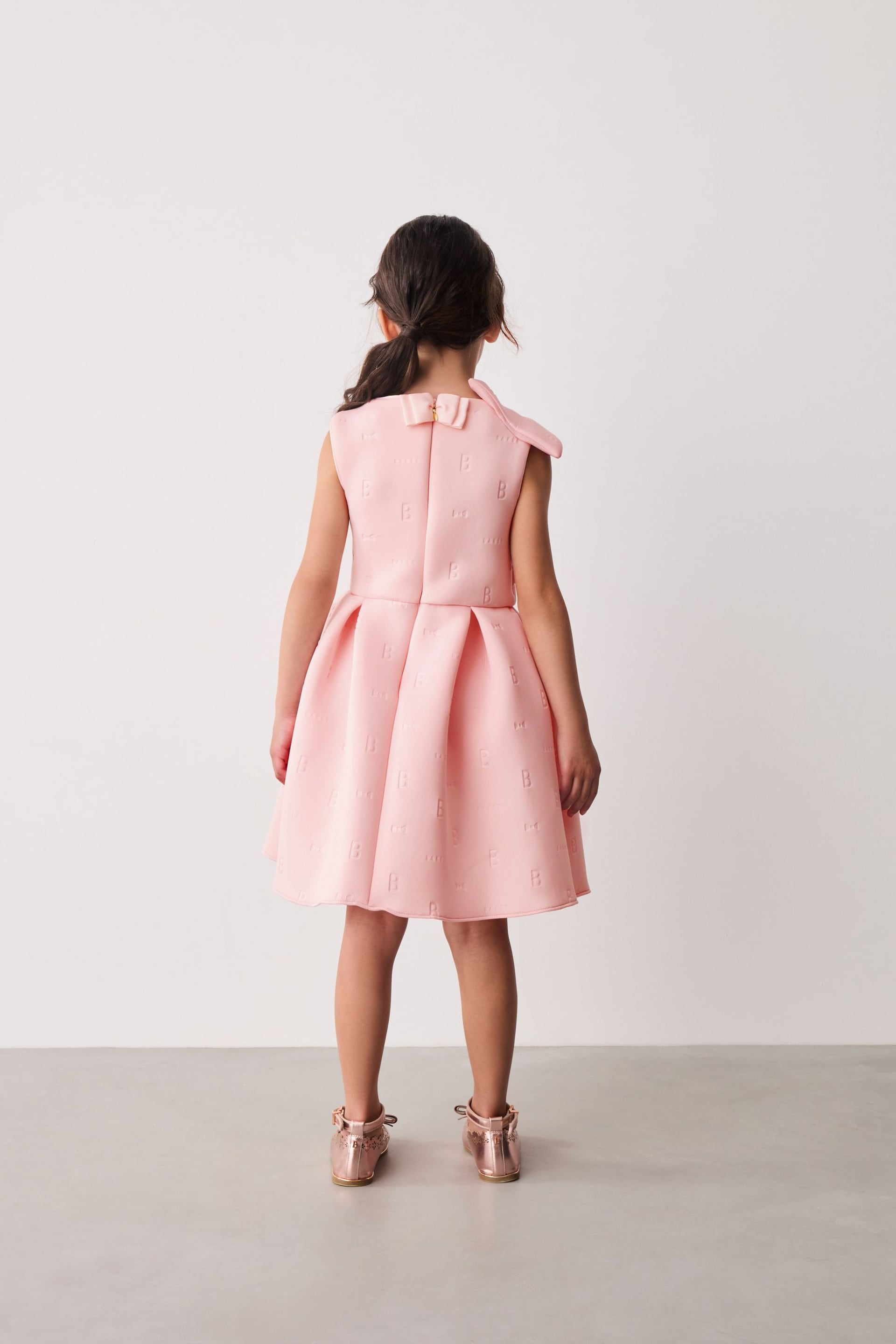 Baker by Ted Baker Bow Embossed Scuba Pink Dress - Image 2 of 11