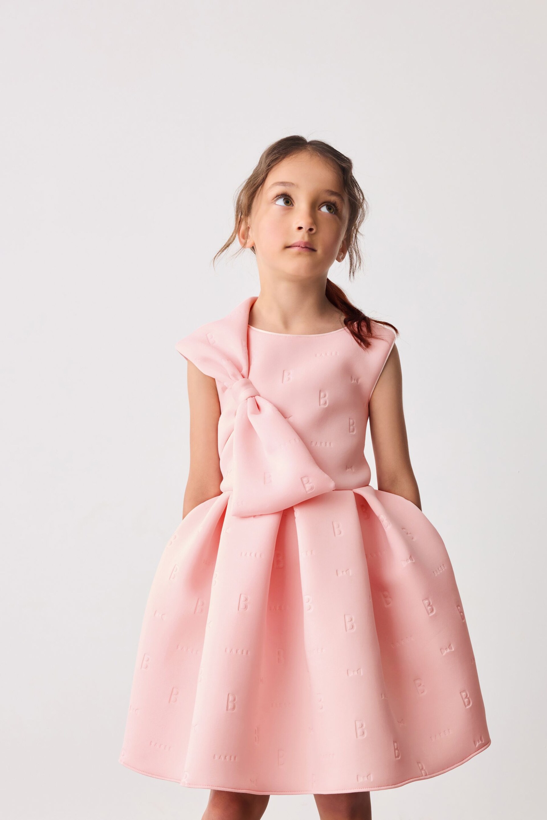 Baker by Ted Baker Bow Embossed Scuba Pink Dress - Image 3 of 5