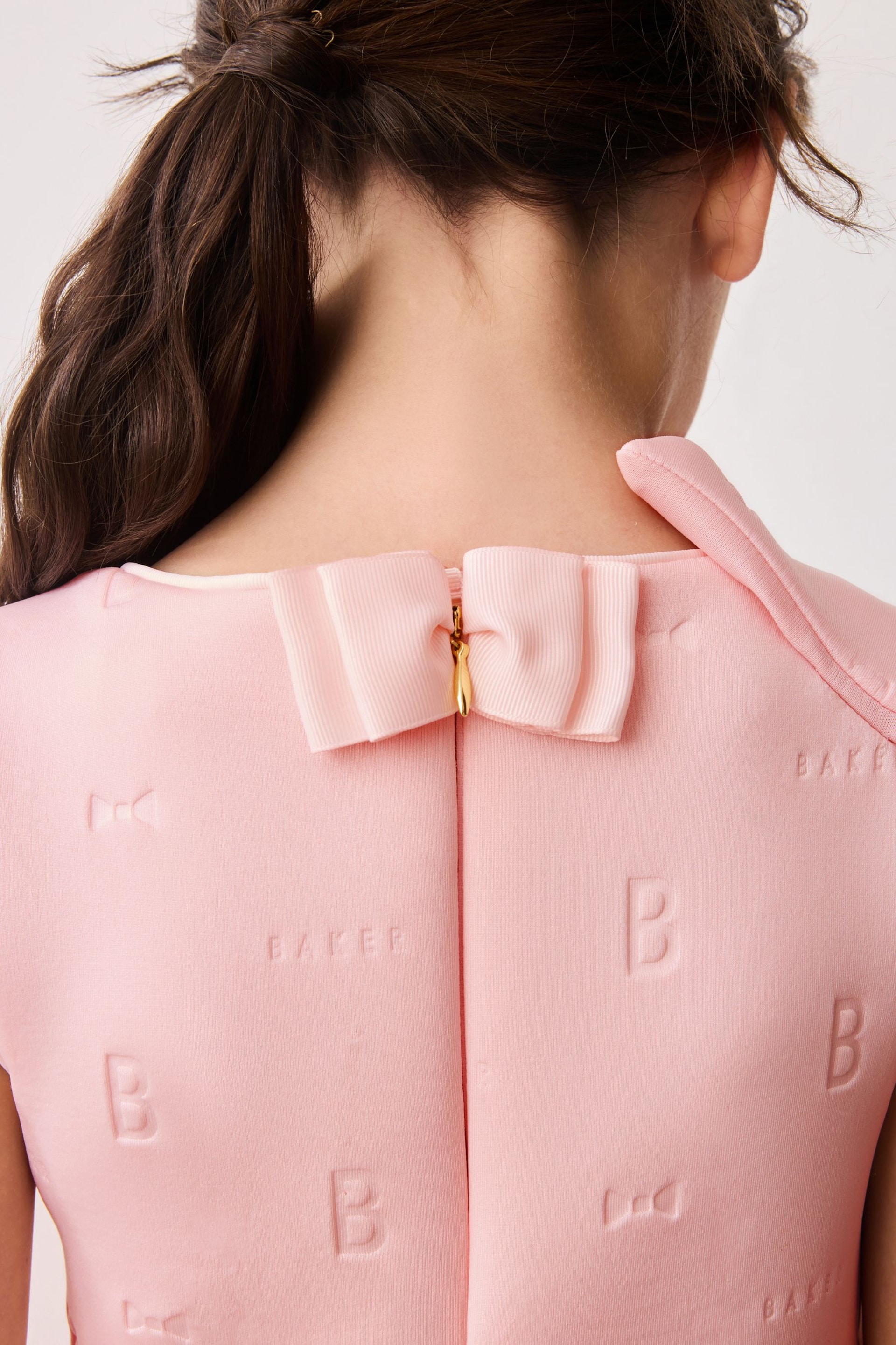 Baker by Ted Baker Bow Embossed Scuba Pink Dress - Image 6 of 11