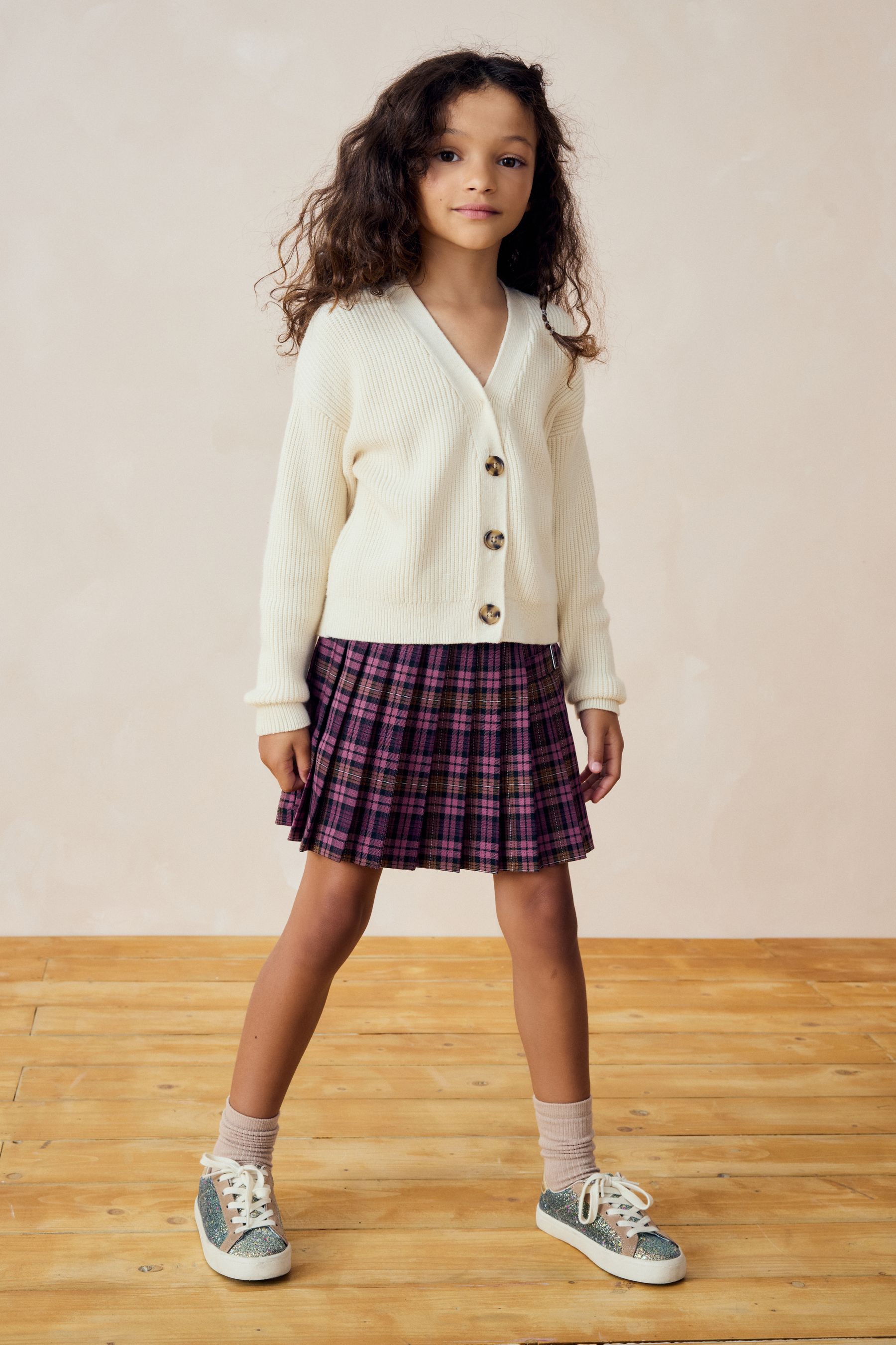Buy Purple Check Pleated Skirt 3 16yrs from the Next UK online shop