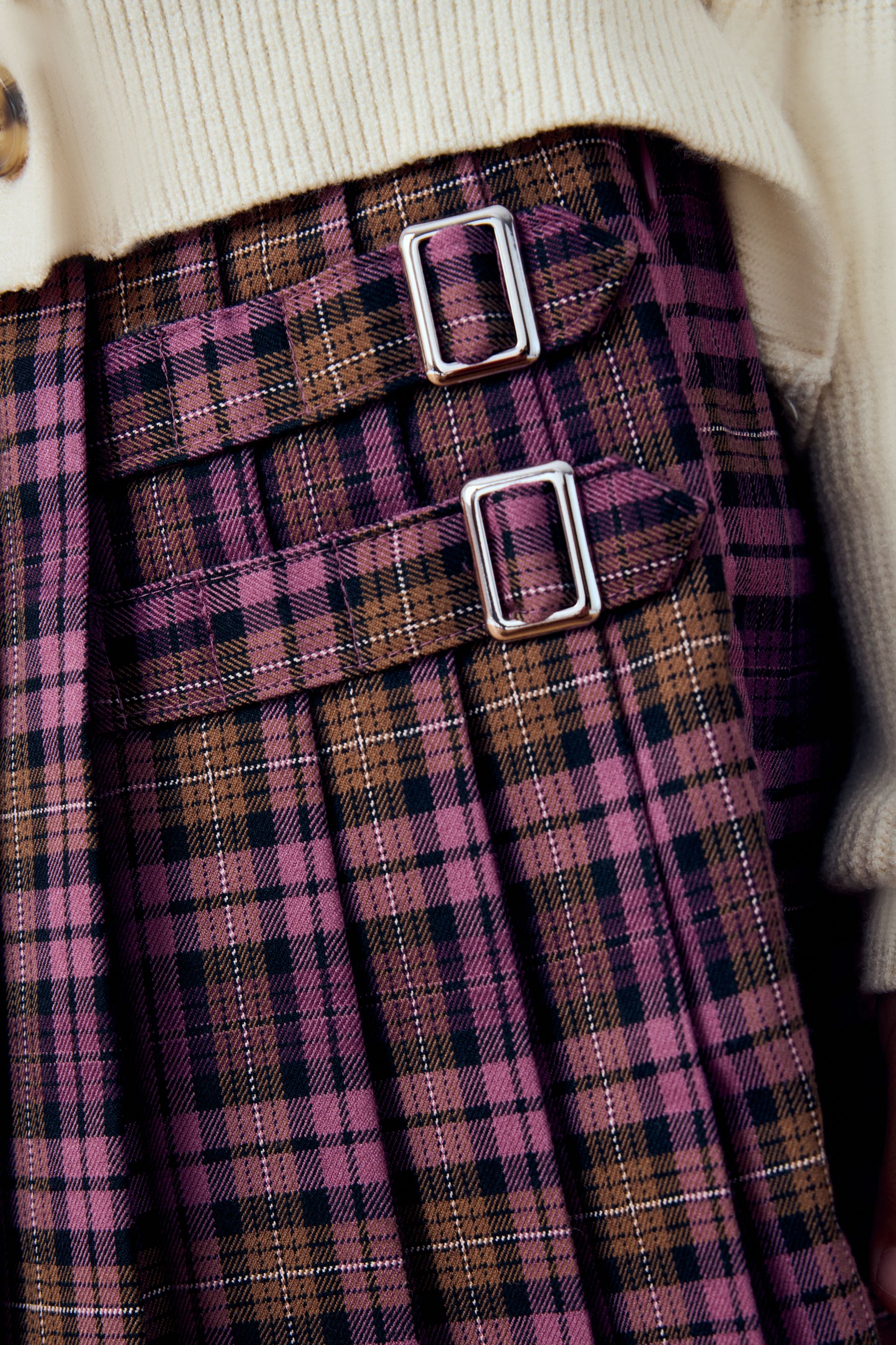 Buy Purple Check Pleated Skirt 3 16yrs from the Next UK online shop