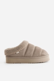 Mink Brown Borg Flatform Shoot Slippers - Image 2 of 5