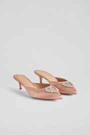 LK Bennett Estella Satin Heart Brooch Mules - Image 2 of 3