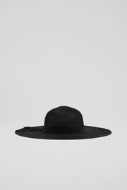 LK Bennett Black Raffia Savannah Floppy Sun Hat - Image 1 of 2