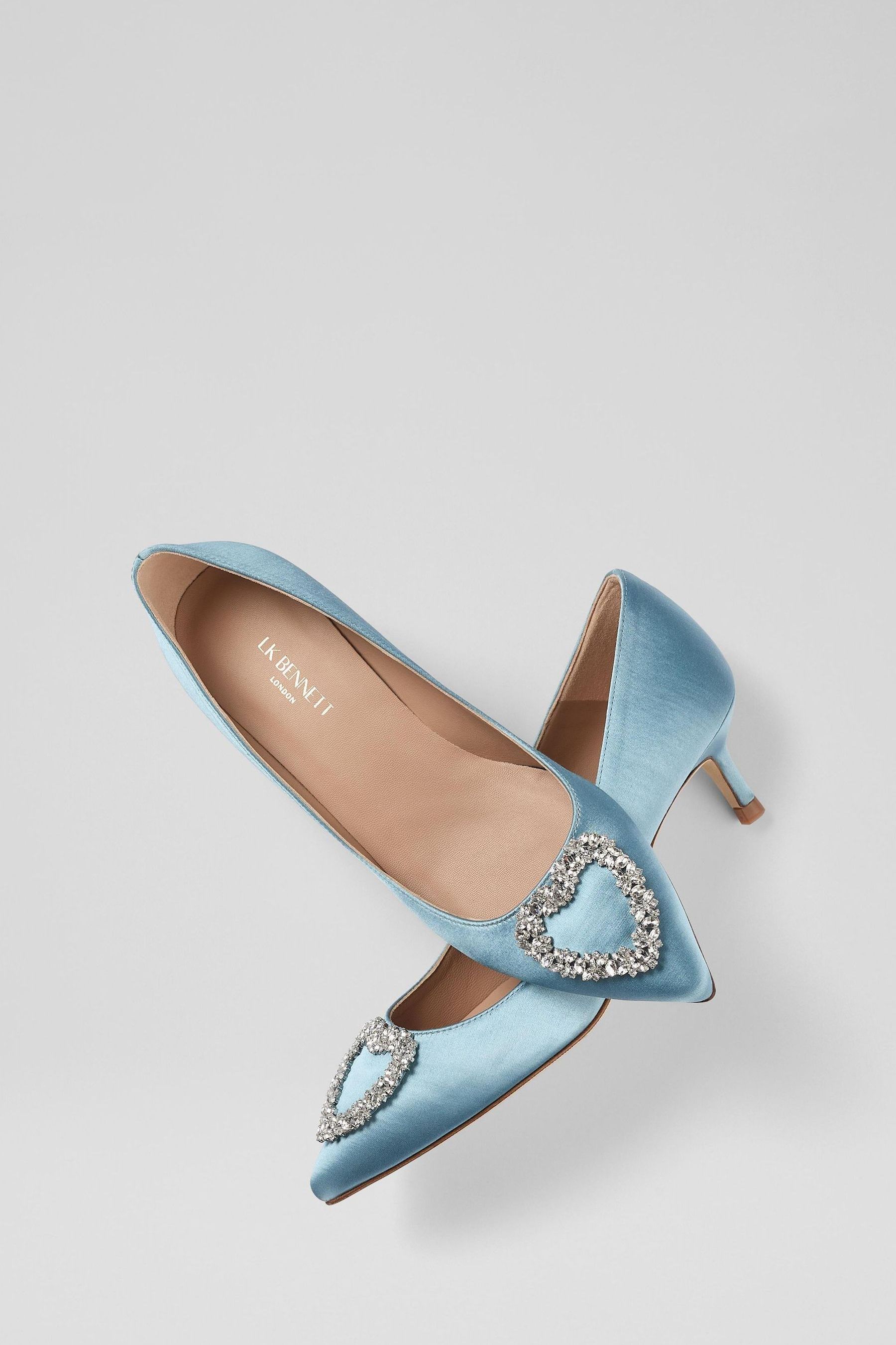 Buy LK Bennett Blue Ella Pale Satin Heart Brooch Courts from Next Luxembourg