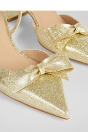 LK Bennett Gold Cadence Glitter Bow Front Slingback Shoes - Image 5 of 5