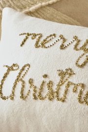 Natural Merry Christmas Sequin Embellished Cushion - Image 2 of 5